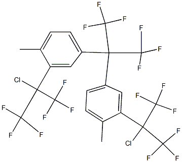 2,2-Bis[4-methyl-3-(2-chloro-1,1,1,3,3,3-hexafluoropropan-2-yl)phenyl]-1,1,1,3,3,3-hexafluoropropane,,结构式
