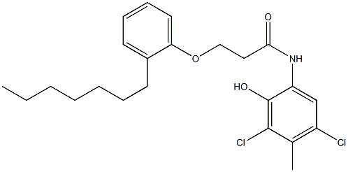 2-[3-(2-Heptylphenoxy)propanoylamino]-4,6-dichloro-5-methylphenol Struktur