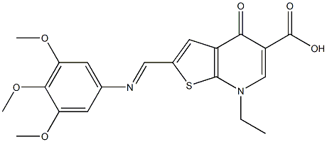 2-[(3,4,5-Trimethoxyphenyl)iminomethyl]-4,7-dihydro-7-ethyl-4-oxothieno[2,3-b]pyridine-5-carboxylic acid|