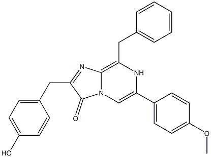 6-(4-Methoxyphenyl)-2-(4-hydroxybenzyl)-8-benzylimidazo[1,2-a]pyrazine-3(7H)-one,,结构式