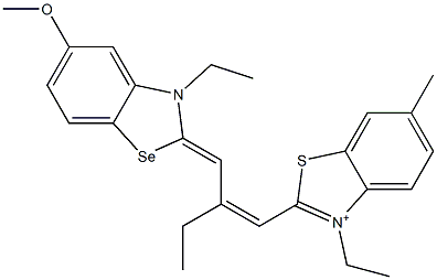 3-Ethyl-2-[2-[(3-ethyl-5-methoxybenzoselenazol-2(3H)-ylidene)methyl]-1-butenyl]-6-methylbenzothiazol-3-ium 结构式