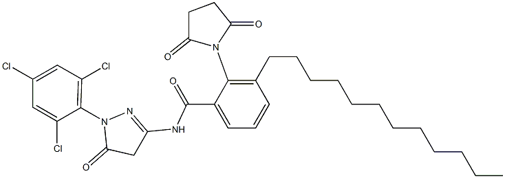 1-(2,4,6-Trichlorophenyl)-3-(3-dodecylsuccinimidobenzamido)-5-oxo-2-pyrazoline,,结构式