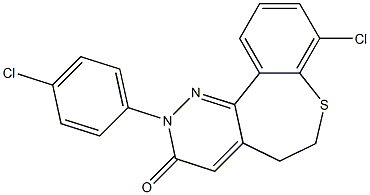 8-Chloro-2-(4-chlorophenyl)-5,6-dihydro[1]benzothiepino[5,4-c]pyridazin-3(2H)-one,,结构式