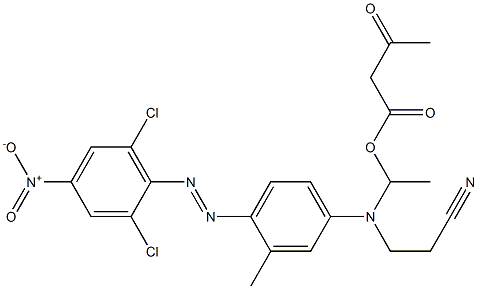 アセト酢酸1-[N-(2-シアノエチル)-N-[4-(2,6-ジクロロ-4-ニトロフェニルアゾ)-3-メチルフェニル]アミノ]エチル 化学構造式