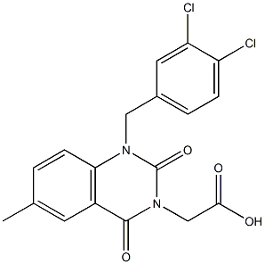 1-(3,4-Dichlorobenzyl)-1,2,3,4-tetrahydro-6-methyl-2,4-dioxoquinazoline-3-acetic acid Struktur