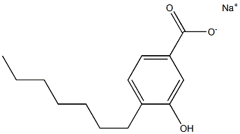 4-ヘプチル-3-ヒドロキシ安息香酸ナトリウム 化学構造式