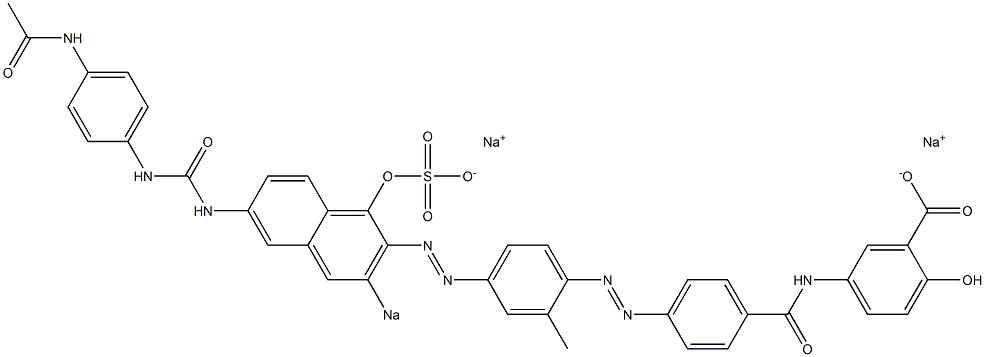 5-[[4-[[4-[[6-[3-[4-(Acetylamino)phenyl]ureido]-1-hydroxy-3-sodiosulfo-2-naphthalenyl]azo]-2-methylphenyl]azo]benzoyl]amino]-2-hydroxybenzoic acid sodium salt,,结构式