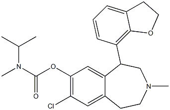 Isopropyl(methyl)carbamic acid [(7-chloro-3-methyl-1-(2,3-dihydrobenzofuran-7-yl)-2,3,4,5-tetrahydro-1H-3-benzazepin)-8-yl] ester Struktur