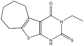 1,2,6,7,8,9-ヘキサヒドロ-2-チオキソ-3-エチル-5H-シクロヘプタ[4,5]チエノ[2,3-d]ピリミジン-4(3H)-オン 化学構造式