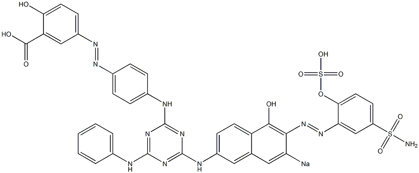 2-Hydroxy-5-[[4-[[4-[[5-hydroxy-6-[[2-hydroxy-5-(aminosulfonyl)phenyl]azo]-7-sodiosulfo-2-naphthalenyl]amino]-6-phenylamino-1,3,5-triazin-2-yl]amino]phenyl]azo]benzoic acid Structure