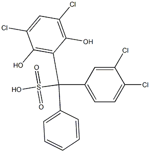 (3,4-Dichlorophenyl)(3,5-dichloro-2,6-dihydroxyphenyl)phenylmethanesulfonic acid Struktur