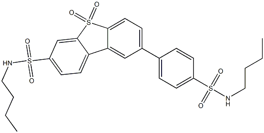 N-ブチル-2-[4-[(ブチルアミノ)スルホニル]フェニル]ジベンゾチオフェン-7-スルホンアミド5,5-ジオキシド 化学構造式