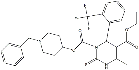 2-チオキソ-4-メチル-6-[2-(トリフルオロメチル)フェニル]-1,2,3,6-テトラヒドロピリミジン-1,5-ジカルボン酸1-(1-ベンジル-4-ピペリジニル)5-エチル 化学構造式