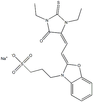 3-[2-[2-(1,3-Diethyl-2-thioxo-4-oxoimidazolidine-5-ylidene)ethylidene]-2,3-dihydrobenzoxazole-3-yl]-1-propanesulfonic acid sodium salt Structure