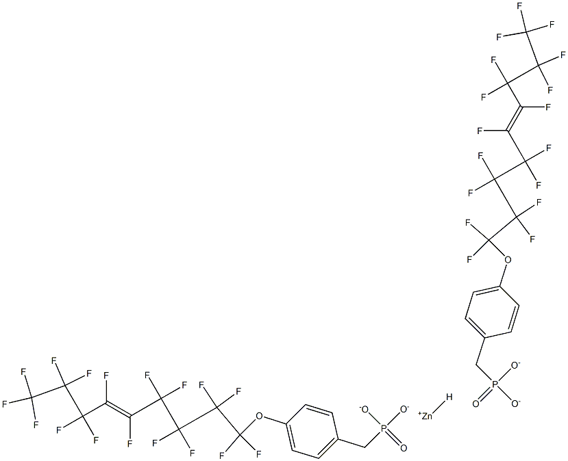 ビス[4-(ヘプタデカフルオロ-5-ノネニルオキシ)ベンジルホスホン酸水素]亜鉛 化学構造式