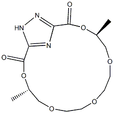 (4S,14S)-4,14-ジメチル-3,6,9,12,15-ペンタオキサ-18,19,20-トリアザビシクロ[15.2.1]イコサ-1(20),17-ジエン-2,16-ジオン 化学構造式