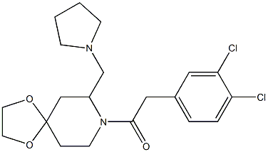 8-[(3,4-ジクロロフェニル)アセチル]-7-(1-ピロリジニルメチル)-1,4-ジオキサ-8-アザスピロ[4.5]デカン 化学構造式
