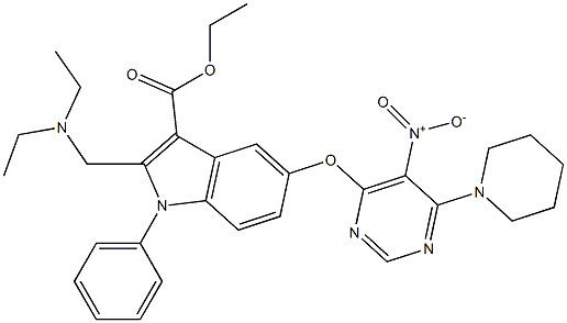 1-Phenyl-2-[(diethylamino)methyl]-5-[5-nitro-6-piperidinopyrimidin-4-yloxy]-1H-indole-3-carboxylic acid ethyl ester