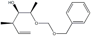 (2R,3R,4R)-2-[(ベンジルオキシ)メトキシ]-4-メチル-5-ヘキセン-3-オール 化学構造式