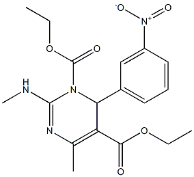 3,4-Dihydro-2-methylamino-4-(3-nitrophenyl)-6-methylpyrimidine-3,5-dicarboxylic acid diethyl ester Struktur