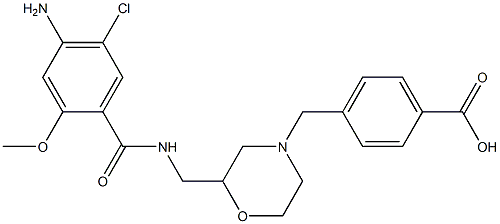 4-[2-[(4-Amino-5-chloro-2-methoxybenzoylamino)methyl]morpholinomethyl]benzoic acid Struktur