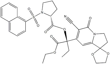 6-Cyano-7-[(R)-1-ethoxycarbonyl-1-[[(2R)-1-[(1-naphtyl)sulfonyl]-2-pyrrolidinyl]carbonyloxy]propyl]-2,3-dihydrospiro[indolizine-1,2'-[1,3]dioxolan]-5-one|