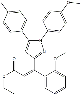 (Z)-3-(2-Methoxyphenyl)-3-[[1-(4-methoxyphenyl)-5-(4-methylphenyl)-1H-pyrazol]-3-yl]propenoic acid ethyl ester,,结构式