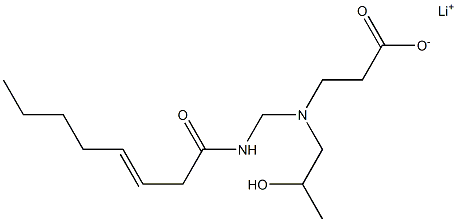 3-[N-(2-ヒドロキシプロピル)-N-(3-オクテノイルアミノメチル)アミノ]プロピオン酸リチウム 化学構造式