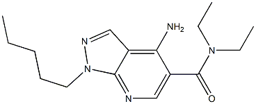 1-ペンチル-4-アミノ-N,N-ジエチル-1H-ピラゾロ[3,4-b]ピリジン-5-カルボアミド 化学構造式