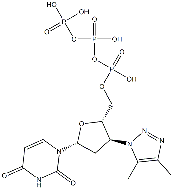 3'-(4,5-Dimethyl-1H-1,2,3-triazol-1-yl)-2',3'-dideoxyuridine 5'-triphosphoric acid Struktur