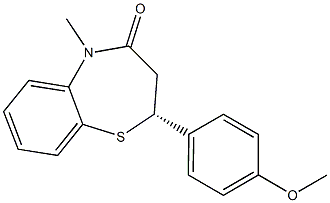 (2R)-2,3-Dihydro-5-methyl-2-(4-methoxyphenyl)-1,5-benzothiazepin-4(5H)-one 结构式