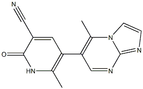 5-メチル-6-[(1,2-ジヒドロ-2-オキソ-3-シアノ-6-メチルピリジン)-5-イル]イミダゾ[1,2-a]ピリミジン 化学構造式