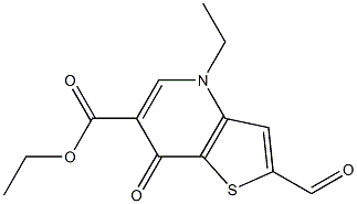 2-Formyl-4-ethyl-7-oxothieno[3,2-b]pyridine-6-carboxylic acid ethyl ester Struktur