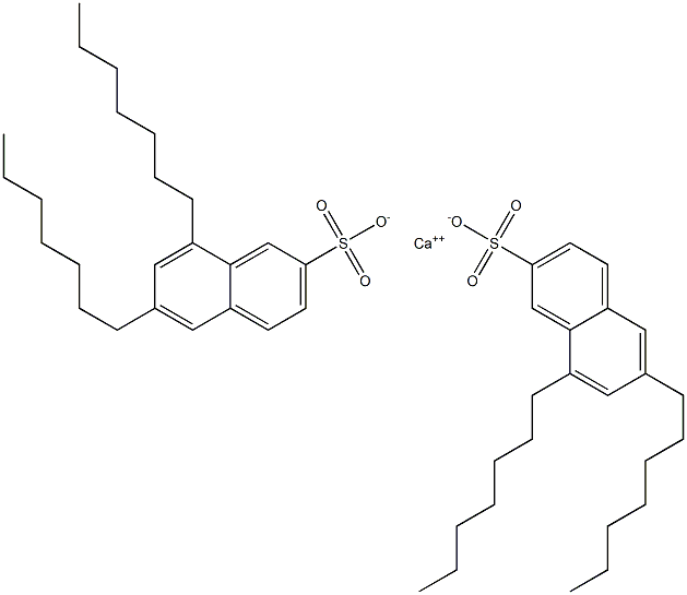 Bis(6,8-diheptyl-2-naphthalenesulfonic acid)calcium salt,,结构式