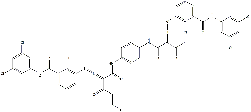 3,3'-[2-(Chloromethyl)-1,4-phenylenebis[iminocarbonyl(acetylmethylene)azo]]bis[N-(3,5-dichlorophenyl)-2-chlorobenzamide],,结构式