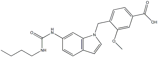 4-[6-(3-Butylureido)-1H-indol-1-ylmethyl]-3-methoxybenzoic acid,,结构式