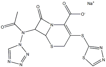 8-Oxo-7-(1H-tetrazol-1-ylacetylamino)-3-(1,3,4-thiadiazol-2-ylthio)-5-thia-1-azabicyclo[4.2.0]oct-2-ene-2-carboxylic acid sodium salt Struktur