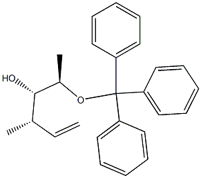 (2R,3S,4S)-2-トリフェニルメトキシ-4-メチル-5-ヘキセン-3-オール 化学構造式