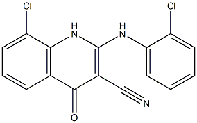 1,4-Dihydro-8-chloro-2-(2-chlorophenylamino)-4-oxoquinoline-3-carbonitrile Struktur