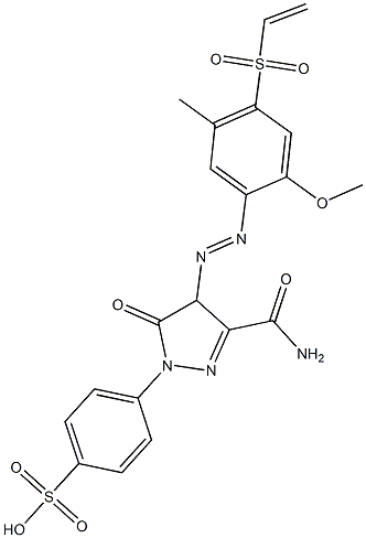 4-[3-カルバモイル-4-(2-メトキシ-5-メチル-4-ビニルスルホニルフェニルアゾ)-5-オキソ-2-ピラゾリン-1-イル]ベンゼンスルホン酸 化学構造式