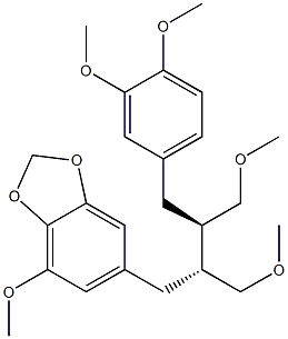 6-[(2R,3R)-4-(3,4-ジメトキシフェニル)-2,3-ビス(メトキシメチル)ブチル]-4-メトキシ-1,3-ベンゾジオキソール 化学構造式
