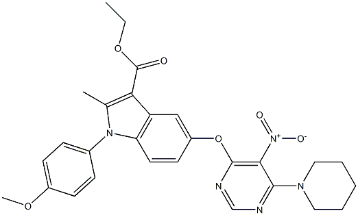 1-(4-Methoxyphenyl)-2-methyl-5-[(6-piperidino-5-nitropyrimidin-4-yl)oxy]-1H-indole-3-carboxylic acid ethyl ester