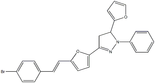 2-[[4,5-Dihydro-1-phenyl-5-(2-furanyl)-1H-pyrazol]-3-yl]-5-[2-[4-bromophenyl]ethenyl]furan,,结构式