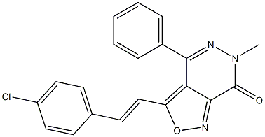 3-[2-(4-Chlorophenyl)vinyl]-6-methyl-4-phenylisoxazolo[3,4-d]pyridazin-7(6H)-one,,结构式