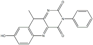 3-Phenyl-10-methyl-8-hydroxypyrimido[5,4-b]quinoline-2,4(3H,10H)-dione,,结构式