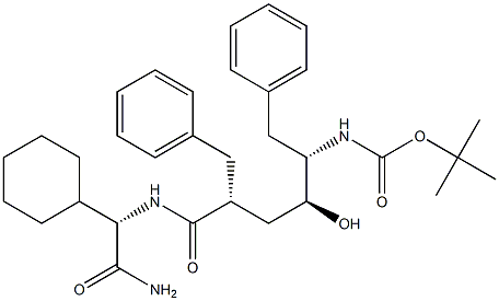 (S)-2-[[(2R,4S,5S)-5-(tert-Butoxycarbonylamino)-2-benzyl-4-hydroxy-6-phenylhexanoyl]amino]-2-cyclohexylacetamide,,结构式