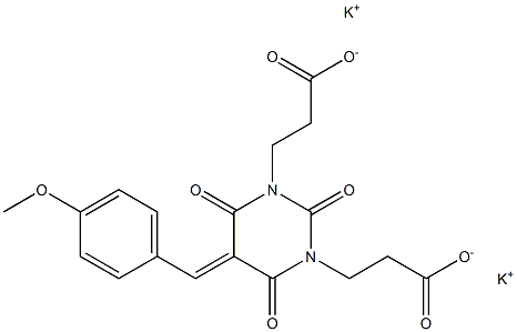 ヘキサヒドロ-5-(4-メトキシベンジリデン)-2,4,6-トリオキソ-1,3-ピリミジンジプロピオン酸ジカリウム 化学構造式