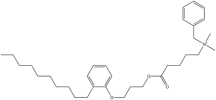 N,N-ジメチル-N-ベンジル-N-[4-[[3-(2-デシルフェニルオキシ)プロピル]オキシカルボニル]ブチル]アミニウム 化学構造式