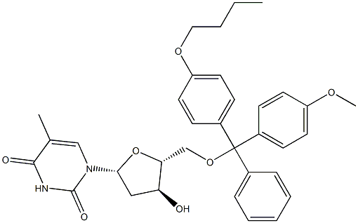5'-O-[(4-Butoxyphenyl)(4-methoxyphenyl)(phenyl)methyl]thymidine Structure
