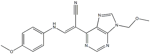 9-(Methoxymethyl)-6-[(Z)-2-(4-methoxyphenylamino)-1-cyanoethenyl]-9H-purine,,结构式